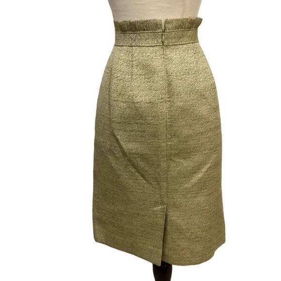 Classiques Enrier Pencil Skirt Green Sz 6 paperbag waist detail - Picture 3 of 14